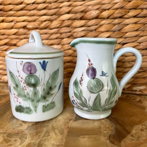 Vintage Buchan Scotland Pottery Creamer & Sugar Bowl - Picture 1 of 6